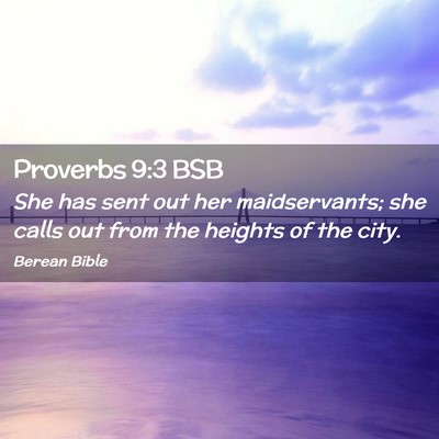 Picture 02 - Proverbs 9:3 BSB - She has sent out her maidservants; she calls out - Bible Verse Picture