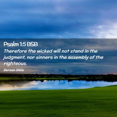 Picture 02 - Psalm 1:5 BSB - Therefore the wicked will not stand in the - Bible Verse Picture