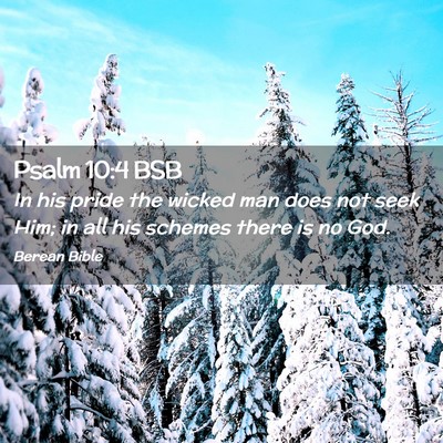Picture 02 - Psalm 10:4 BSB - In his pride the wicked man does not seek Him; in - Bible Verse Picture