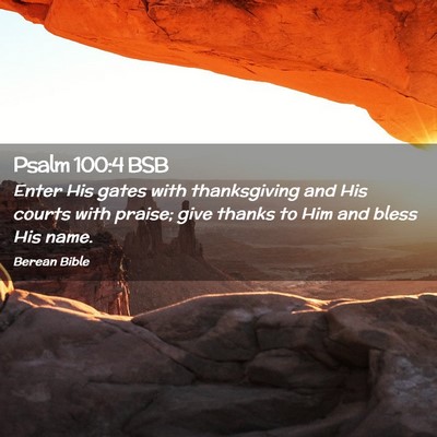 Picture 02 - Psalm 100:4 BSB - Enter His gates with thanksgiving and His courts - Bible Verse Picture