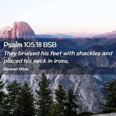 Picture 02 - Psalm 105:18 BSB - They bruised his feet with shackles and placed - Bible Verse Picture