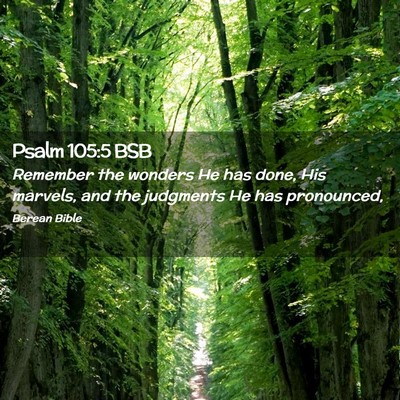 Picture 02 - Psalm 105:5 BSB - Remember the wonders He has done, His marvels, - Bible Verse Picture