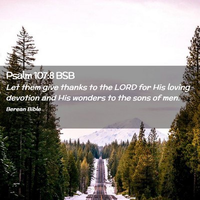 Picture 02 - Psalm 107:8 BSB - Let them give thanks to the LORD for His loving - Bible Verse Picture