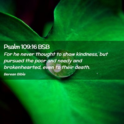 Picture 02 - Psalm 109:16 BSB - For he never thought to show kindness, but - Bible Verse Picture