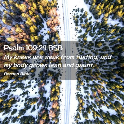 Picture 02 - Psalm 109:24 BSB - My knees are weak from fasting, and my body grows - Bible Verse Picture