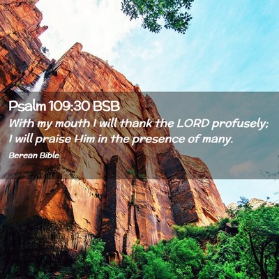 Picture 02 - Psalm 109:30 BSB - With my mouth I will thank the LORD profusely; I - Bible Verse Picture