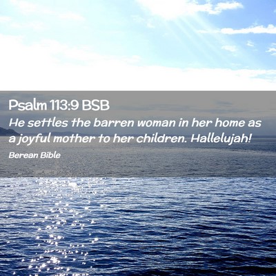 Picture 02 - Psalm 113:9 BSB - He settles the barren woman in her home as a - Bible Verse Picture