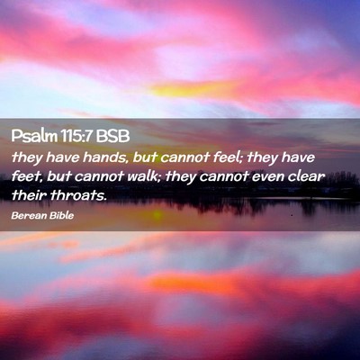 Picture 02 - Psalm 115:7 BSB - they have hands, but cannot feel; they have feet, - Bible Verse Picture