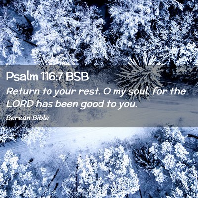 Picture 02 - Psalm 116:7 BSB - Return to your rest, O my soul, for the LORD has - Bible Verse Picture