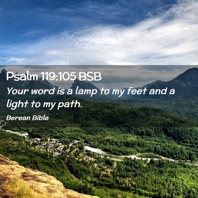 Picture 02 - Psalm 119:105 BSB - Your word is a lamp to my feet and a light to my - Bible Verse Picture