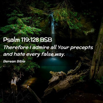 Picture 02 - Psalm 119:128 BSB - Therefore I admire all Your precepts and hate - Bible Verse Picture
