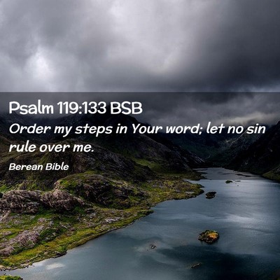 Picture 02 - Psalm 119:133 BSB - Order my steps in Your word; let no sin rule over - Bible Verse Picture