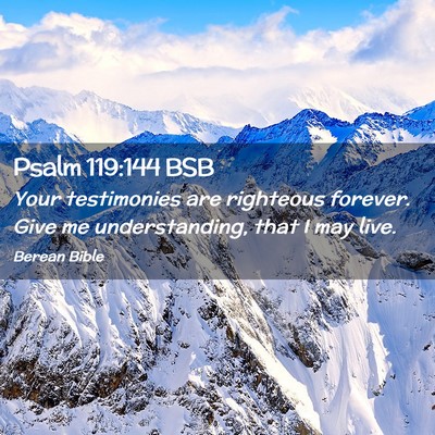 Picture 02 - Psalm 119:144 BSB - Your testimonies are righteous forever. Give me - Bible Verse Picture