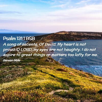 Picture 02 - Psalm 131:1 BSB - A song of ascents. Of David. My heart is not - Bible Verse Picture