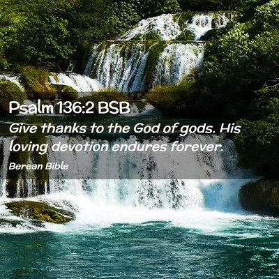 Picture 02 - Psalm 136:2 BSB - Give thanks to the God of gods. His loving - Bible Verse Picture