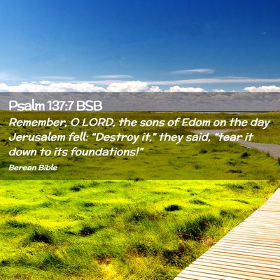 Picture 02 - Psalm 137:7 BSB - Remember, O LORD, the sons of Edom on the day - Bible Verse Picture