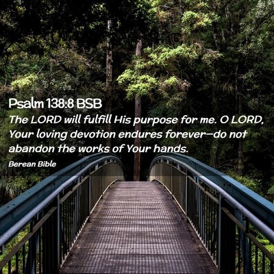 Picture 02 - Psalm 138:8 BSB - The LORD will fulfill His purpose for me. O LORD, - Bible Verse Picture