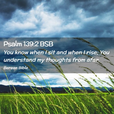 Picture 02 - Psalm 139:2 BSB - You know when I sit and when I rise; You - Bible Verse Picture