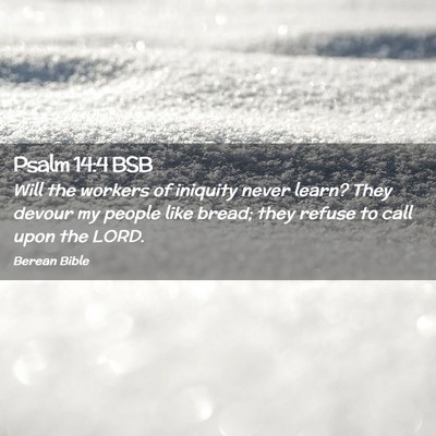 Picture 02 - Psalm 14:4 BSB - Will the workers of iniquity never learn? They - Bible Verse Picture