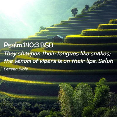 Picture 02 - Psalm 140:3 BSB - They sharpen their tongues like snakes; the venom - Bible Verse Picture
