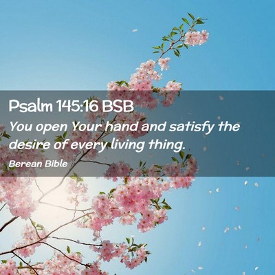 Picture 02 - Psalm 145:16 BSB - You open Your hand and satisfy the desire of - Bible Verse Picture