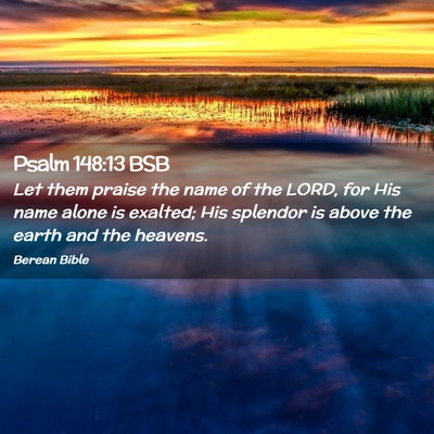 Picture 02 - Psalm 148:13 BSB - Let them praise the name of the LORD, for His - Bible Verse Picture