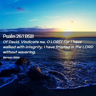 Picture 02 - Psalm 26:1 BSB - Of David. Vindicate me, O LORD! For I have walked - Bible Verse Picture