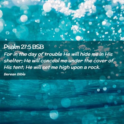 Picture 02 - Psalm 27:5 BSB - For in the day of trouble He will hide me in His - Bible Verse Picture