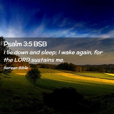 Picture 02 - Psalm 3:5 BSB - I lie down and sleep; I wake again, for the LORD - Bible Verse Picture