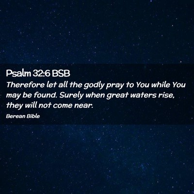 Picture 02 - Psalm 32:6 BSB - Therefore let all the godly pray to You while You - Bible Verse Picture