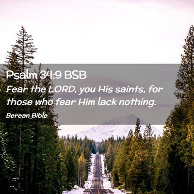 Picture 02 - Psalm 34:9 BSB - Fear the LORD, you His saints, for those who fear - Bible Verse Picture