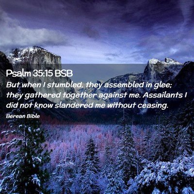 Picture 02 - Psalm 35:15 BSB - But when I stumbled, they assembled in glee; they - Bible Verse Picture