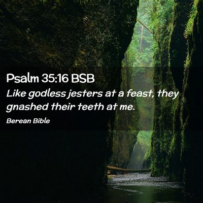 Picture 02 - Psalm 35:16 BSB - Like godless jesters at a feast, they gnashed - Bible Verse Picture