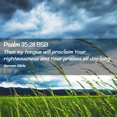 Picture 02 - Psalm 35:28 BSB - Then my tongue will proclaim Your righteousness - Bible Verse Picture