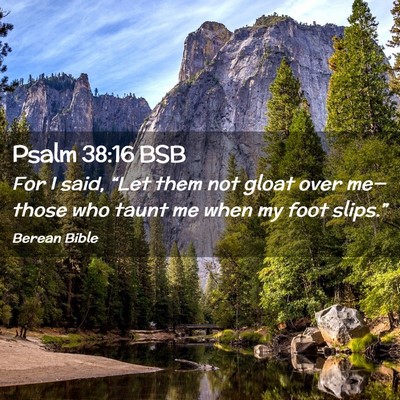 Picture 02 - Psalm 38:16 BSB - For I said, “Let them not gloat over me—those - Bible Verse Picture