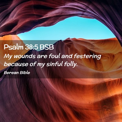Picture 02 - Psalm 38:5 BSB - My wounds are foul and festering because of my - Bible Verse Picture