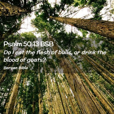 Picture 02 - Psalm 50:13 BSB - Do I eat the flesh of bulls, or drink the blood - Bible Verse Picture