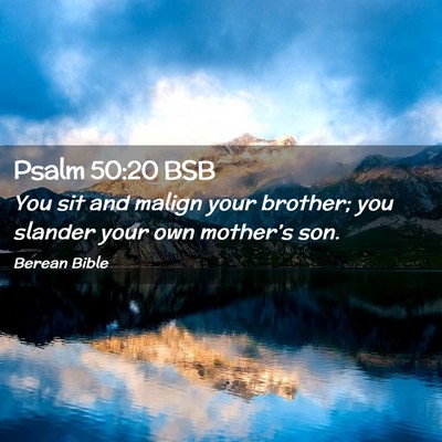 Picture 02 - Psalm 50:20 BSB - You sit and malign your brother; you slander your - Bible Verse Picture