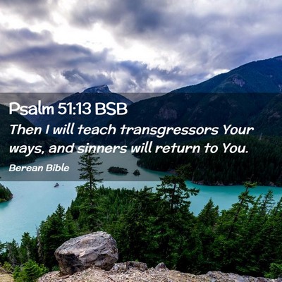 Picture 02 - Psalm 51:13 BSB - Then I will teach transgressors Your ways, and - Bible Verse Picture