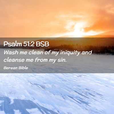 Picture 02 - Psalm 51:2 BSB - Wash me clean of my iniquity and cleanse me from - Bible Verse Picture