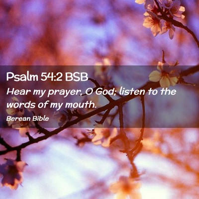 Picture 02 - Psalm 54:2 BSB - Hear my prayer, O God; listen to the words of my - Bible Verse Picture