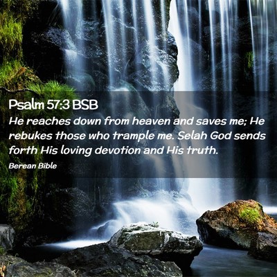 Picture 02 - Psalm 57:3 BSB - He reaches down from heaven and saves me; He - Bible Verse Picture