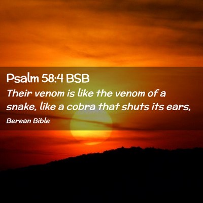 Picture 02 - Psalm 58:4 BSB - Their venom is like the venom of a snake, like a - Bible Verse Picture