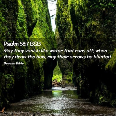 Picture 02 - Psalm 58:7 BSB - May they vanish like water that runs off; when - Bible Verse Picture