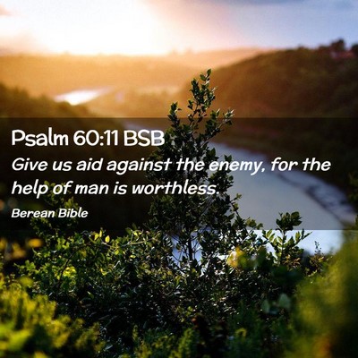 Picture 02 - Psalm 60:11 BSB - Give us aid against the enemy, for the help of - Bible Verse Picture