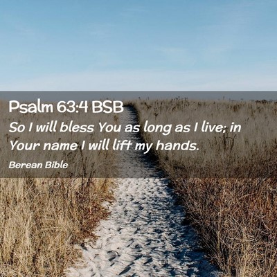 Picture 02 - Psalm 63:4 BSB - So I will bless You as long as I live; in Your - Bible Verse Picture