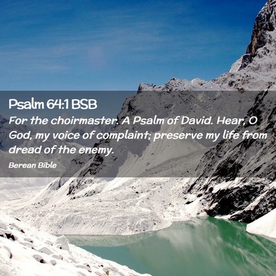 Picture 02 - Psalm 64:1 BSB - For the choirmaster. A Psalm of David. Hear, O - Bible Verse Picture