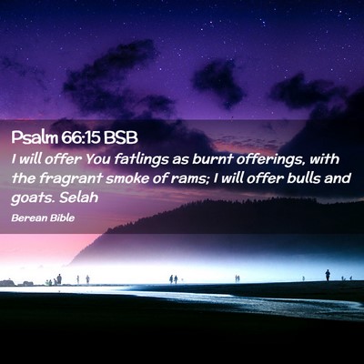 Picture 02 - Psalm 66:15 BSB - I will offer You fatlings as burnt offerings, - Bible Verse Picture