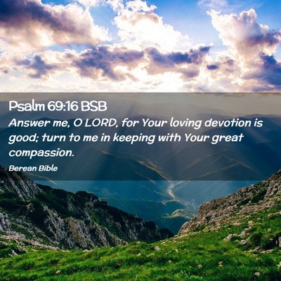 Picture 02 - Psalm 69:16 BSB - Answer me, O LORD, for Your loving devotion is - Bible Verse Picture