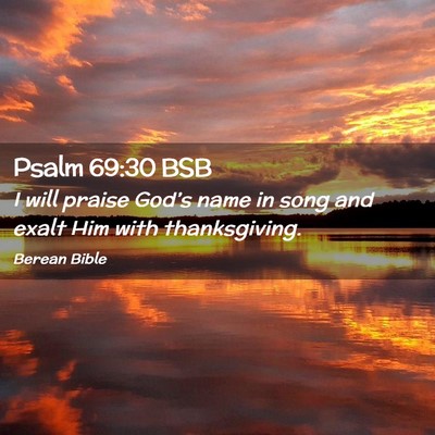 Picture 02 - Psalm 69:30 BSB - I will praise God’s name in song and exalt Him - Bible Verse Picture